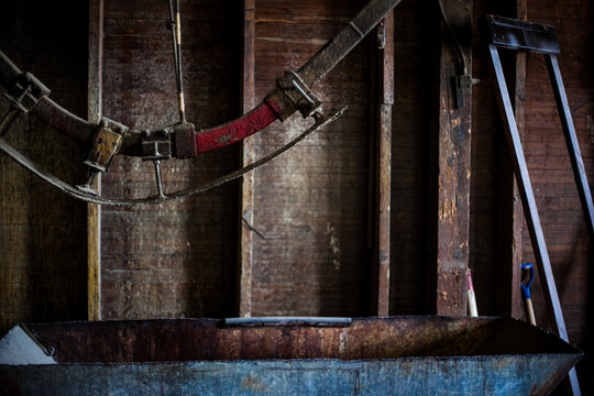 Raw interior of chair woodworking workshop