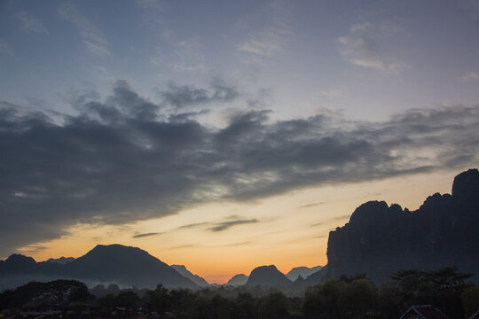 Sunset behind the Mountains