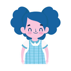 student girl curly hair with uniform, isolated icon white background