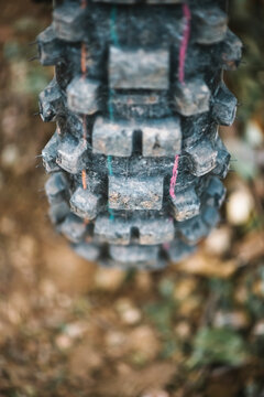 Motocross tire track close up