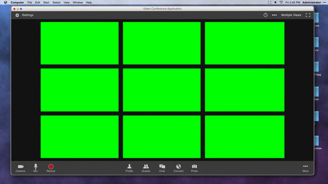 Generic Video Conferencing Interface with Nine Green Screen Frames for Compositing over Video