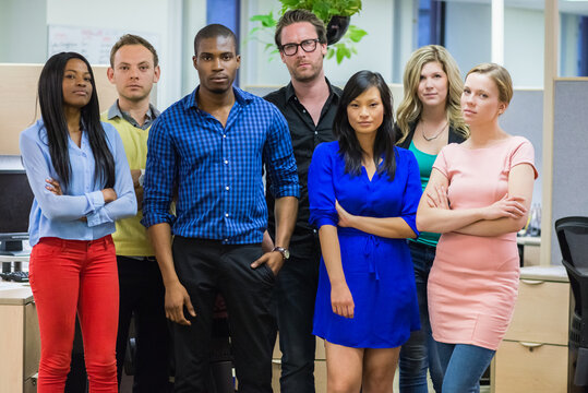 Diverse group of young office workers