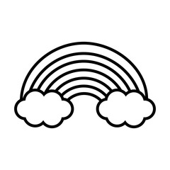 pop art elements concept, clouds and rainbow icon, line style