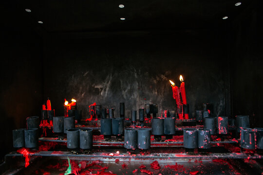 Lighted red candles