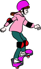 ブレイブボードで遊ぶ女の子のイラスト