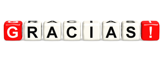 Gracias cube crossword on white background