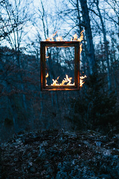 floating frame on fire