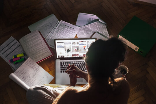 Businesswoman working late