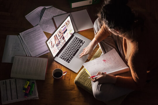 Businesswoman working late