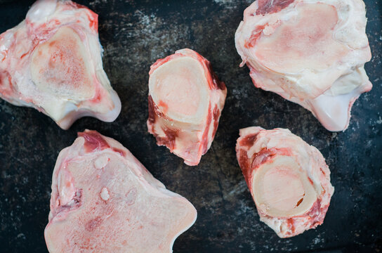 raw beef soup and marrow bones for broth