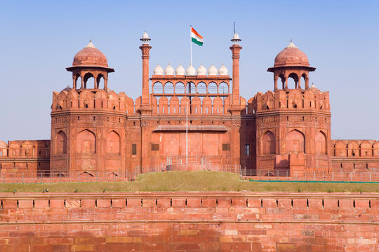 Red Fort (Lal Qila), built by Shah Jahan between 1638 and 1648, UNESCO World Heritage Site, Delhi, I