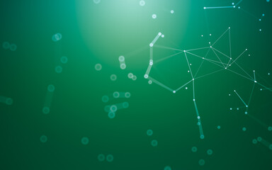 Abstract background. Molecules technology with polygonal shapes, connecting dots and lines. Connection structure. Big data visualization.