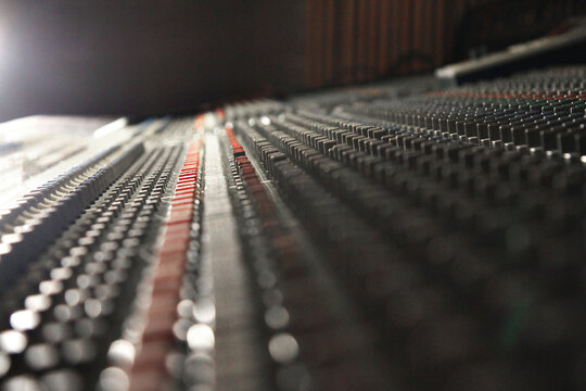 Close Up of Sound Board in Recording Studio