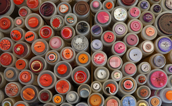 Buttons for sale in tubes on the market