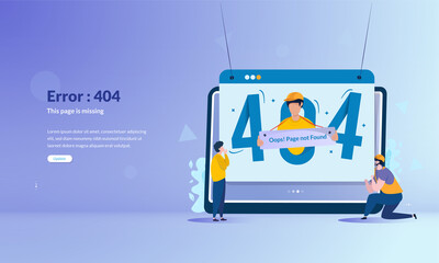Fototapeta na wymiar 404 error message page not found on illustration concept