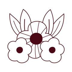 flower leaf nature decoration, isolated icon white background line style