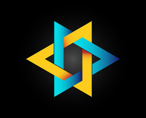 Abstract Geometry isometric Infinite logo design concept Infinite star triangle