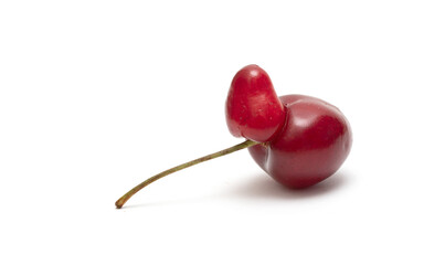 Ripe sweet cherry isolated on a white background, closeup.