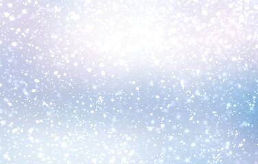 Naklejka na ściany i meble Winter outside defocus light background. Falling snow soft texture. 