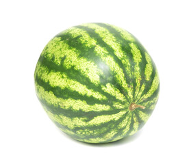 Round green watermelon isolated on a white background.