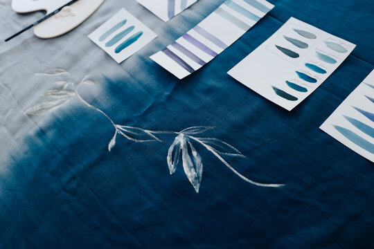 Blue Colour Samples For DIY Textile Painting