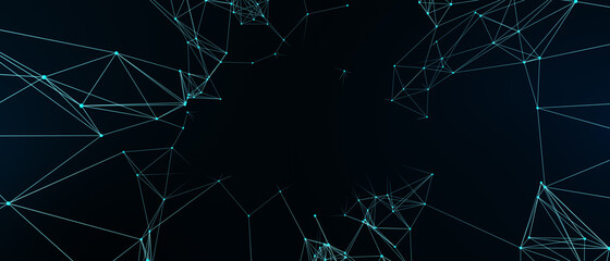 Abstract futuristic - technology with polygonal shapes on dark blue background. Design digital technology concept. 3d illustration.