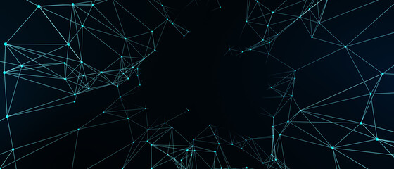 Abstract futuristic - technology with polygonal shapes on dark blue background. Design digital technology concept. 3d illustration.