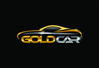 Golden and silver car logo sign vector illustration