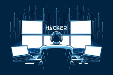 The best hacker illustration vector - obrazy, fototapety, plakaty