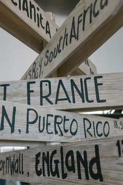 Travel Destinations on Directional Sign