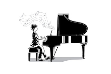 The wonderful pianist illustration vector