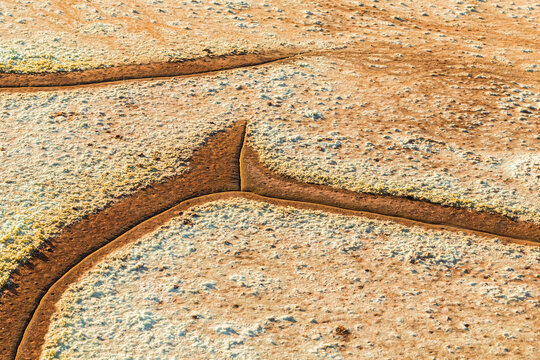 Aerial shot oxidised old mining iron minerals in water Rio Tinto
