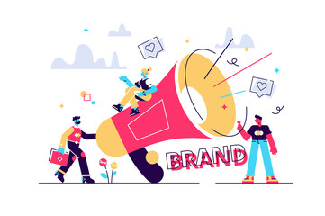 Marketers with megaphone conducting brand 