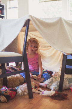 Inside the play fort.