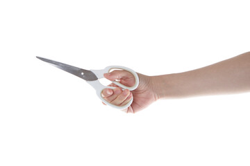 hand holding scissors.