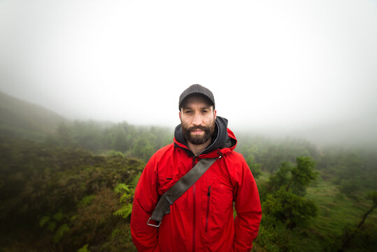 portrait of a bearded hiker