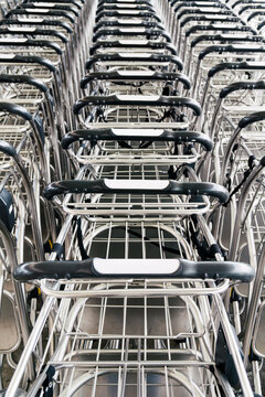 Shopping carts in a row