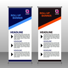 Roll Up banner stand. Presentation concept. Corporate business roll up template background. Vertical template billboard, banner stand or flag design layout. Poster for conference, forum, shop