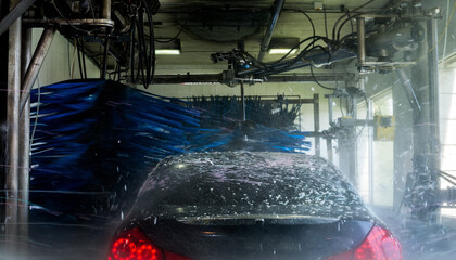 Car Going Through Automated Car Wash