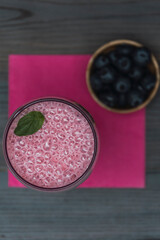 mixed berries with yogurt smoothies on the table
