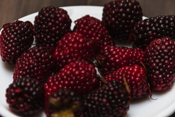 BlackBerry close-up on a white plate