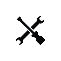 Wrench and screwdriver icon vector on white background, simple sign and symbol.