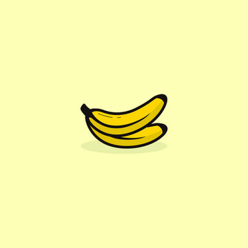 yellow banana cute cartoon illustration design vector