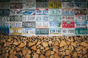 License plates on a wall