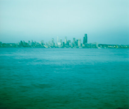 Abstract of Seattle skyline and Puget Sound