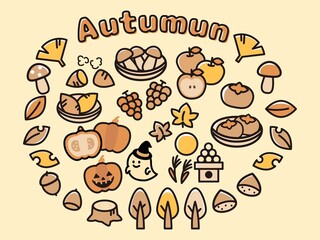 シンプル　秋の素材セット