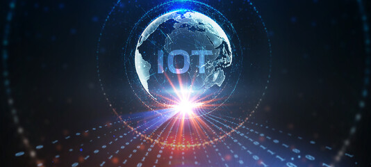 Internet of things - IOT concept. Businessman offer IOT products and solutions.