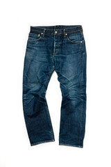 履き込んだジーンズ 白背景