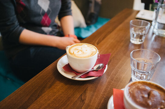 Cup of cappuccino with latte art