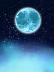 bluely   full moon with starry space